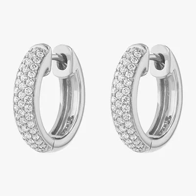 14K H-I/SI 3 Row Pavé White Diamond Earrings