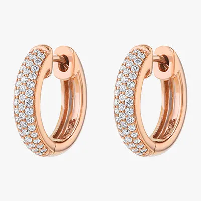 14K H-I/SI 3 Row Pavé White Diamond Earrings