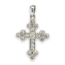 14K W Gold 0.40cttw H-I/SI1-2 Diamond Cross