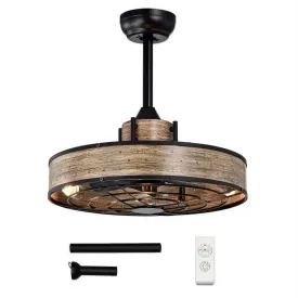 20 Inch Caged Ceiling Fan with Light and 3 Wind Speeds-Coffee