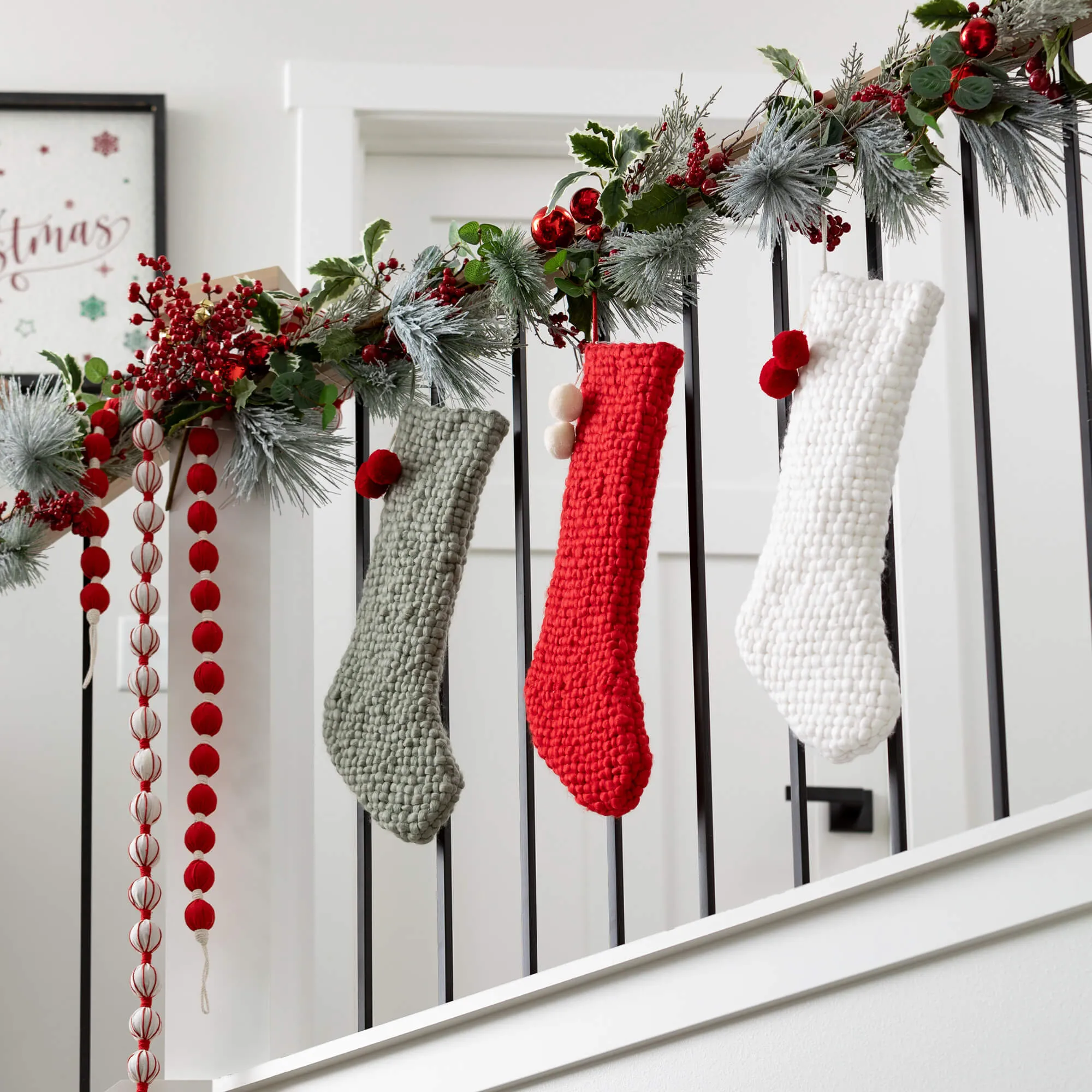 20.5"H Sullivans Knitted Christmas Stocking - Set of 3, Multicolored