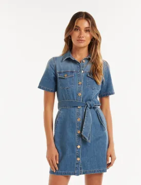 Andrea Denim Short Sleeve Shirt Dress