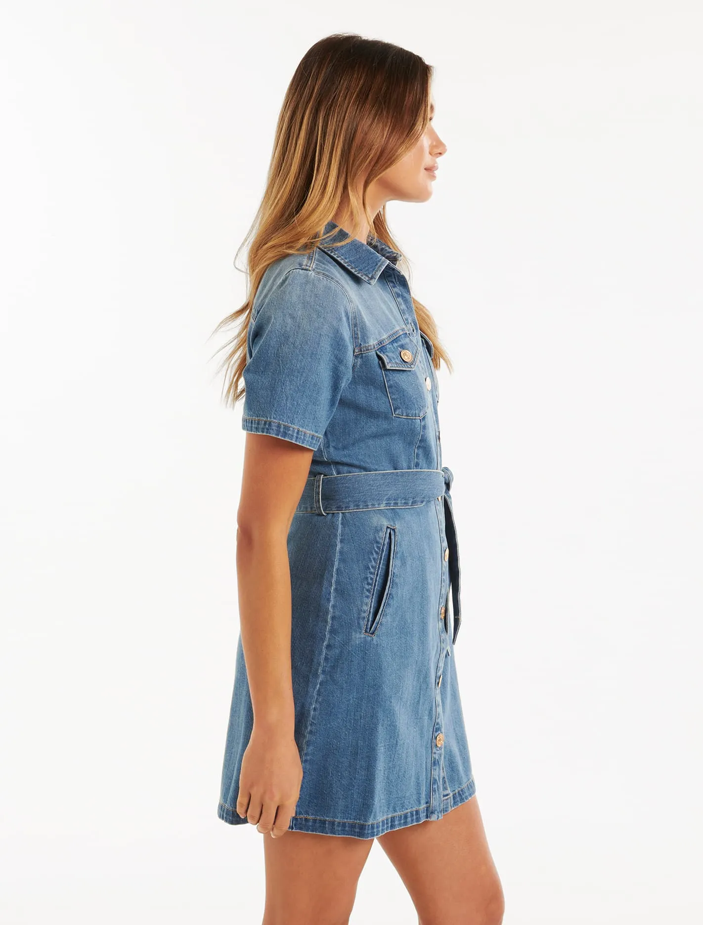 Andrea Denim Short Sleeve Shirt Dress