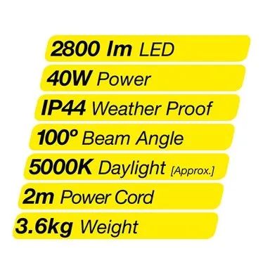 Arlec 2 x 20W 2800lm LED Work Light With Tripod - Yellow