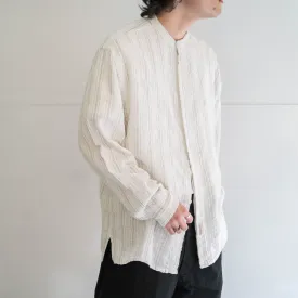 around 1980s white color mesh × striped no collar shirt