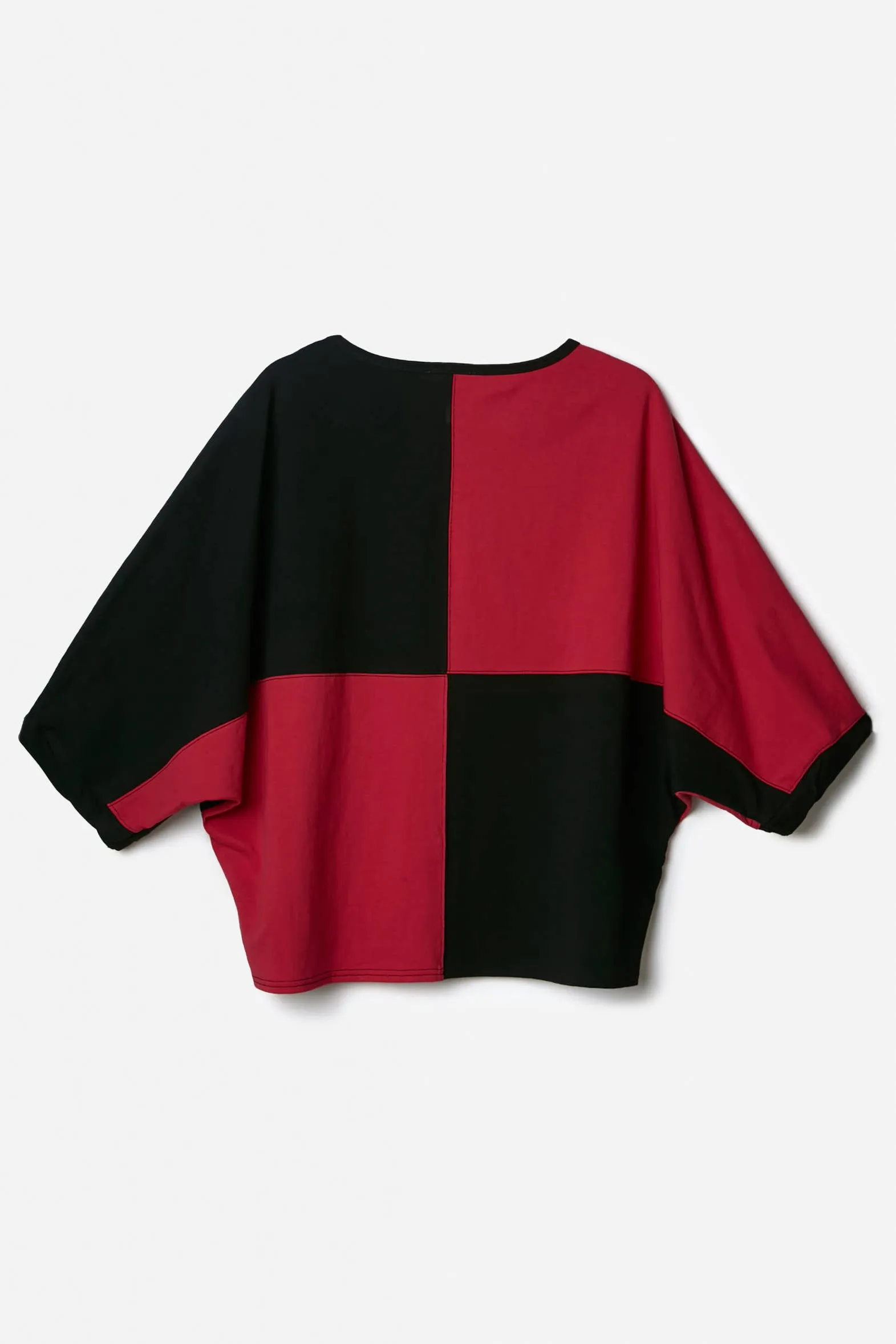 BLACK AND RED GEORGIA GAMEDAY COLOR BLOCK LOOSE FIT TOP