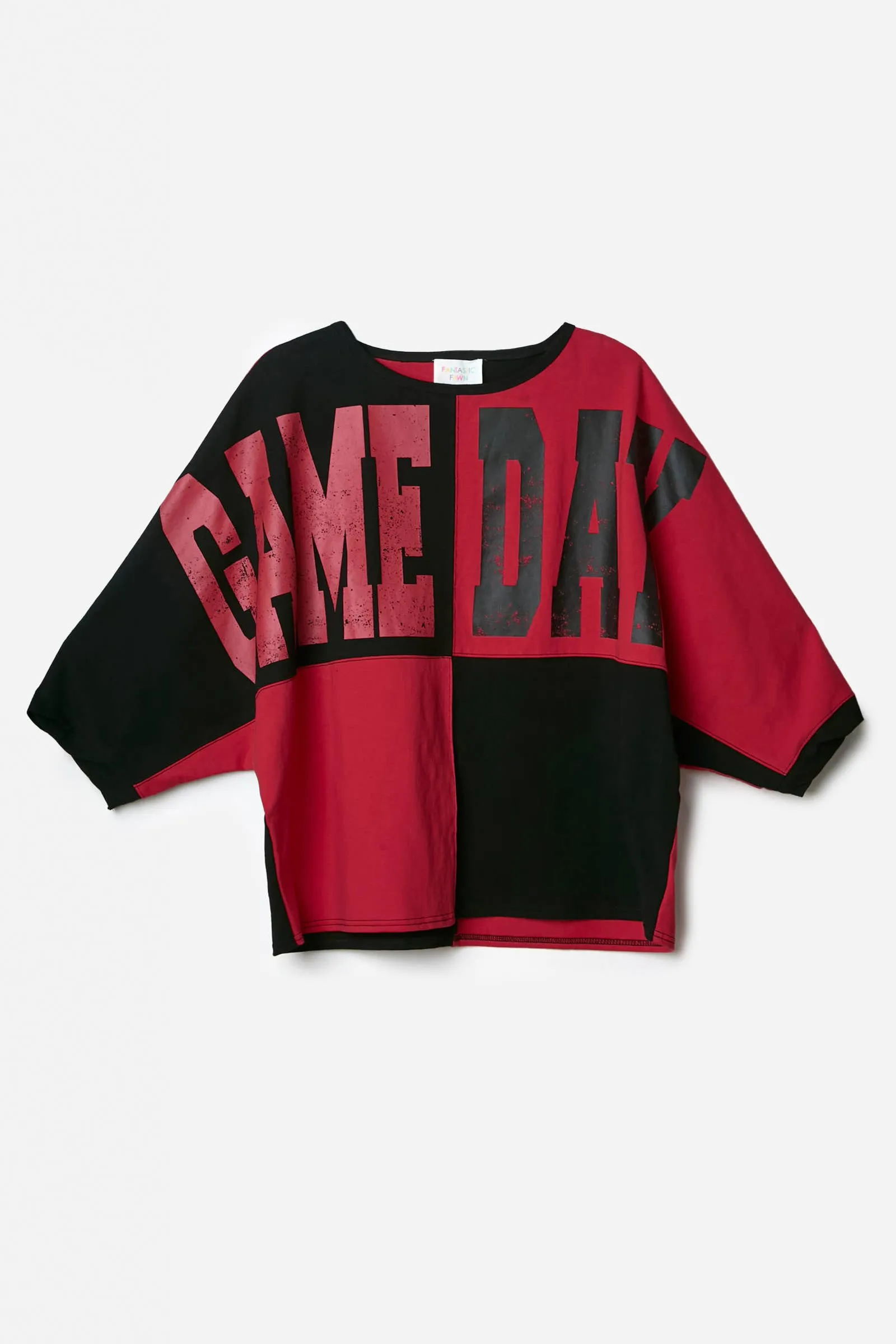 BLACK AND RED GEORGIA GAMEDAY COLOR BLOCK LOOSE FIT TOP