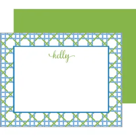 Blue & Green Basketweave Flat Notecards