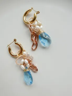 Blue Swarovski Freshwater Pearls Cascade