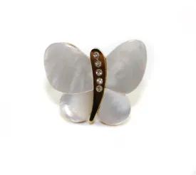 Butterfly Mother Of Pearl With Swarovski Crystal ring