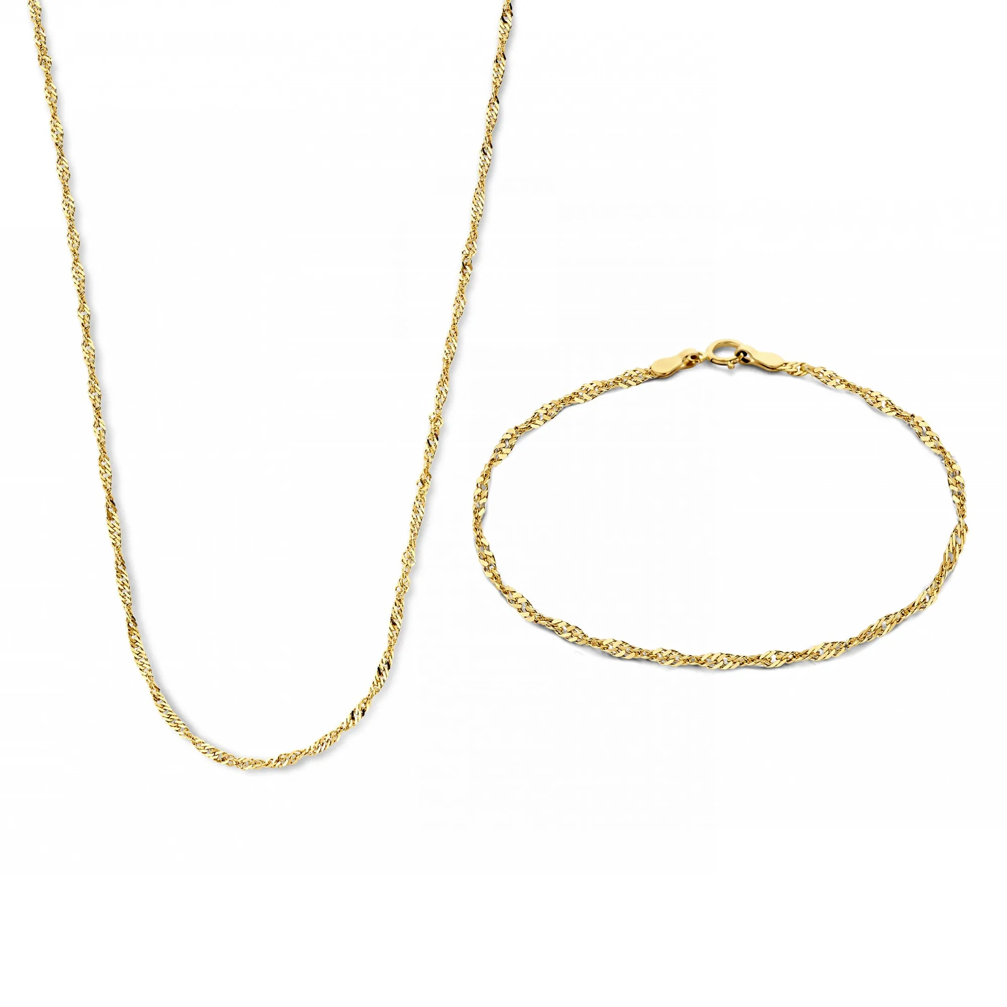 Cadeau d'Isabel 14 karat gold necklace and bracelet gift set