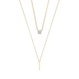 Cadeau d'Isabel 14 karat gold necklaces gift set with zirconia stones