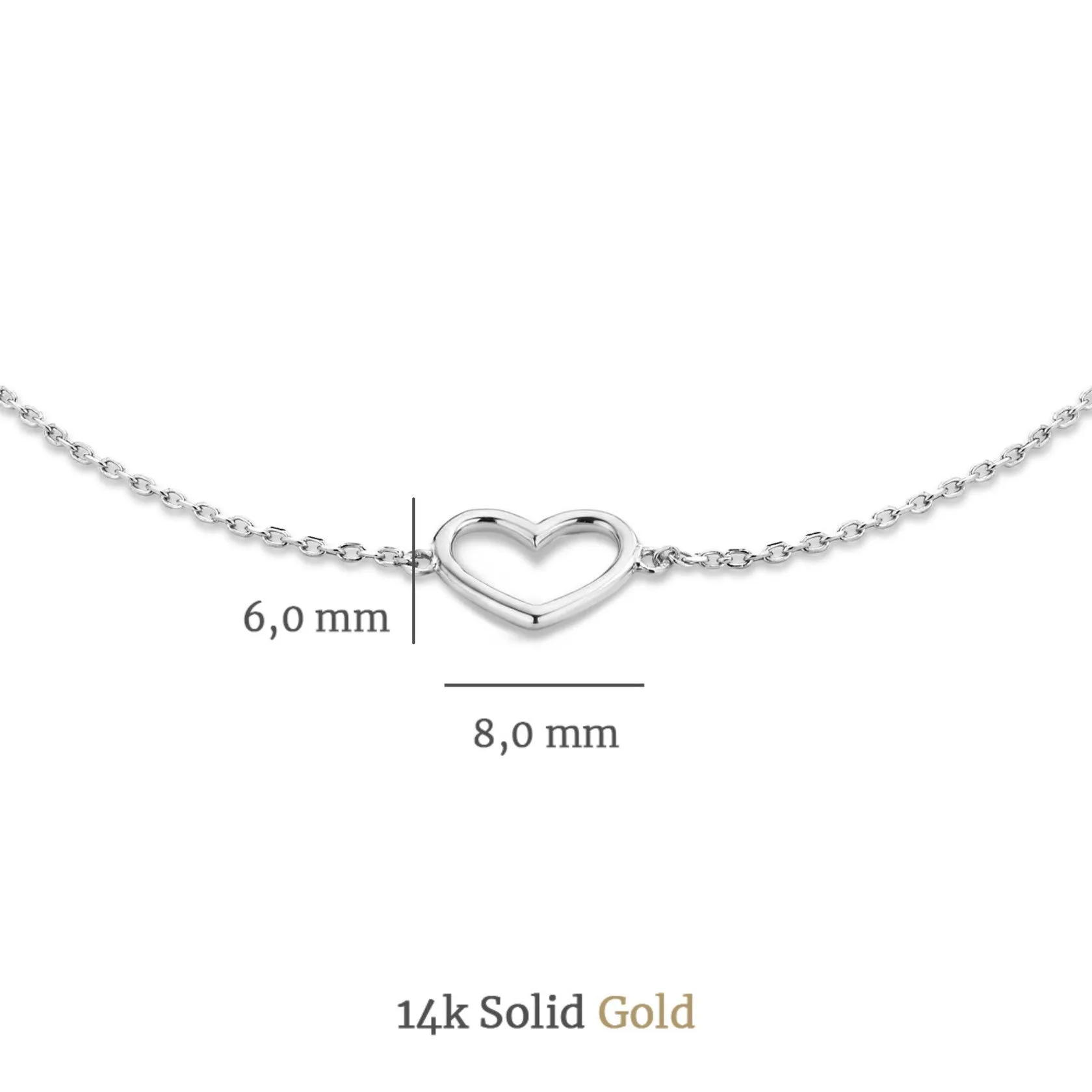 Cadeau d'Isabel 14 karat white gold nacklace with bracelet gift set with heart