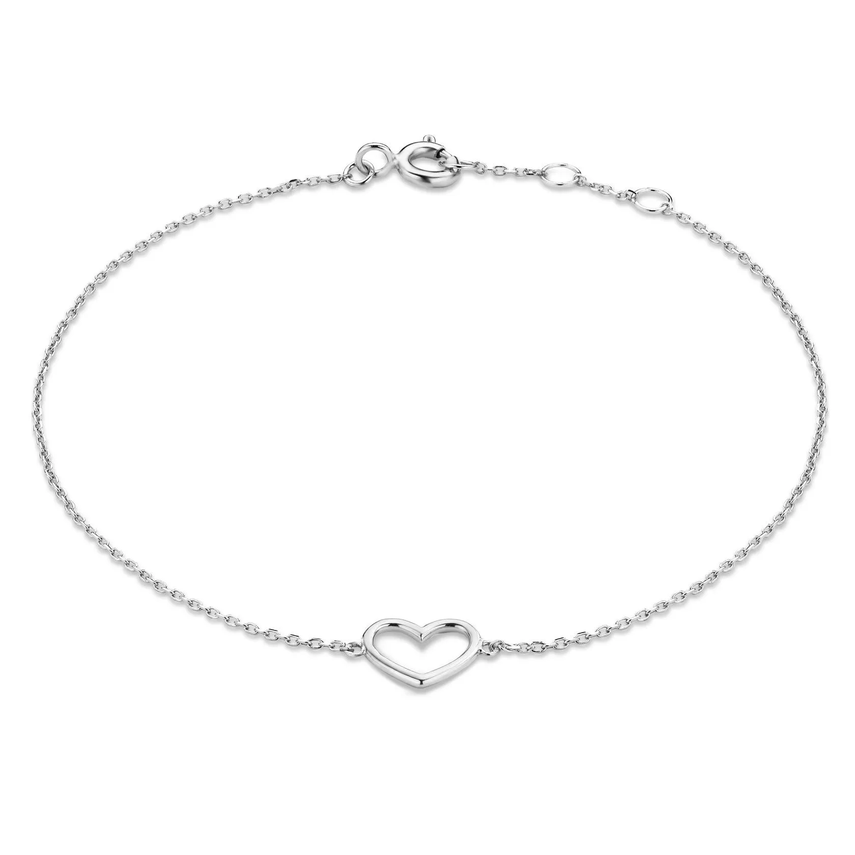 Cadeau d'Isabel 14 karat white gold nacklace with bracelet gift set with heart