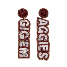 Collegiate Beaded Earrings - Texas A&M University