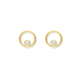 CZ Diamond Circle Stud Earrings