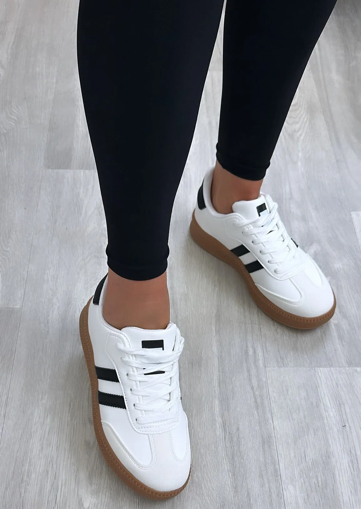 Gina White Side Stripes Trainers