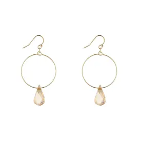 Gold Filled Golden Shadow Helix Crystal Hoop Earrings