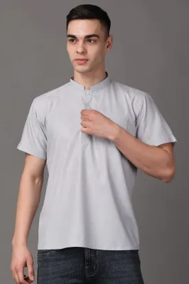 Grey Essential Solid Short Kurta