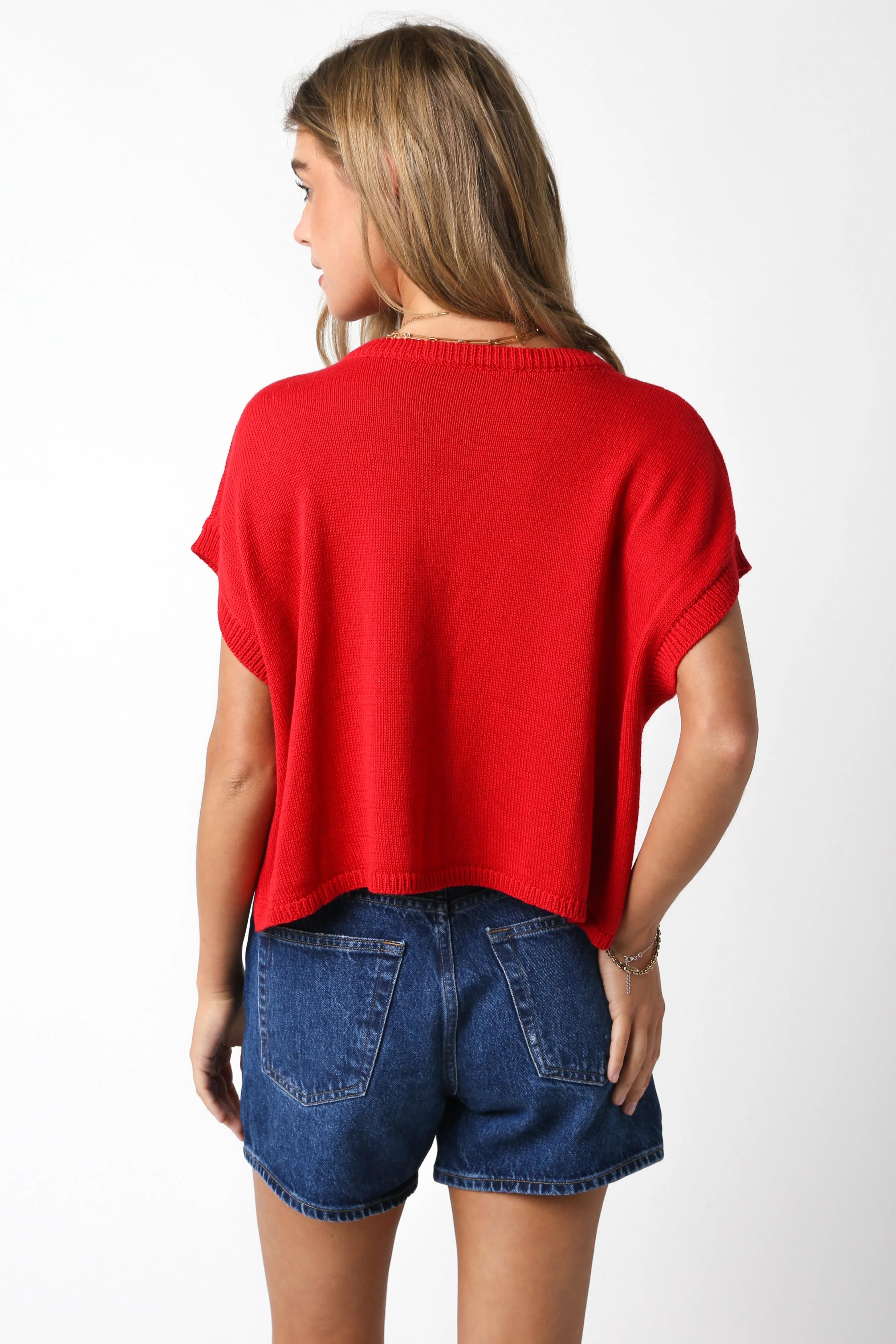 Journey Flag Knit Top (Red)