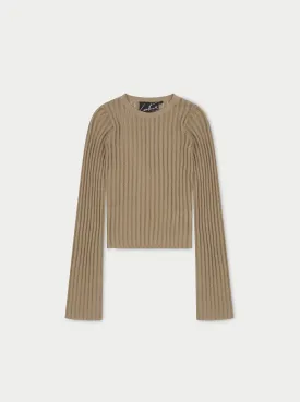 LOOSE KNIT LONG SLEEVE TOP - BEIGE