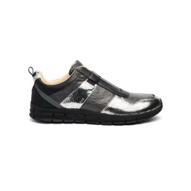 Men's Rider Black Silver Leather Sneakers 01184-889