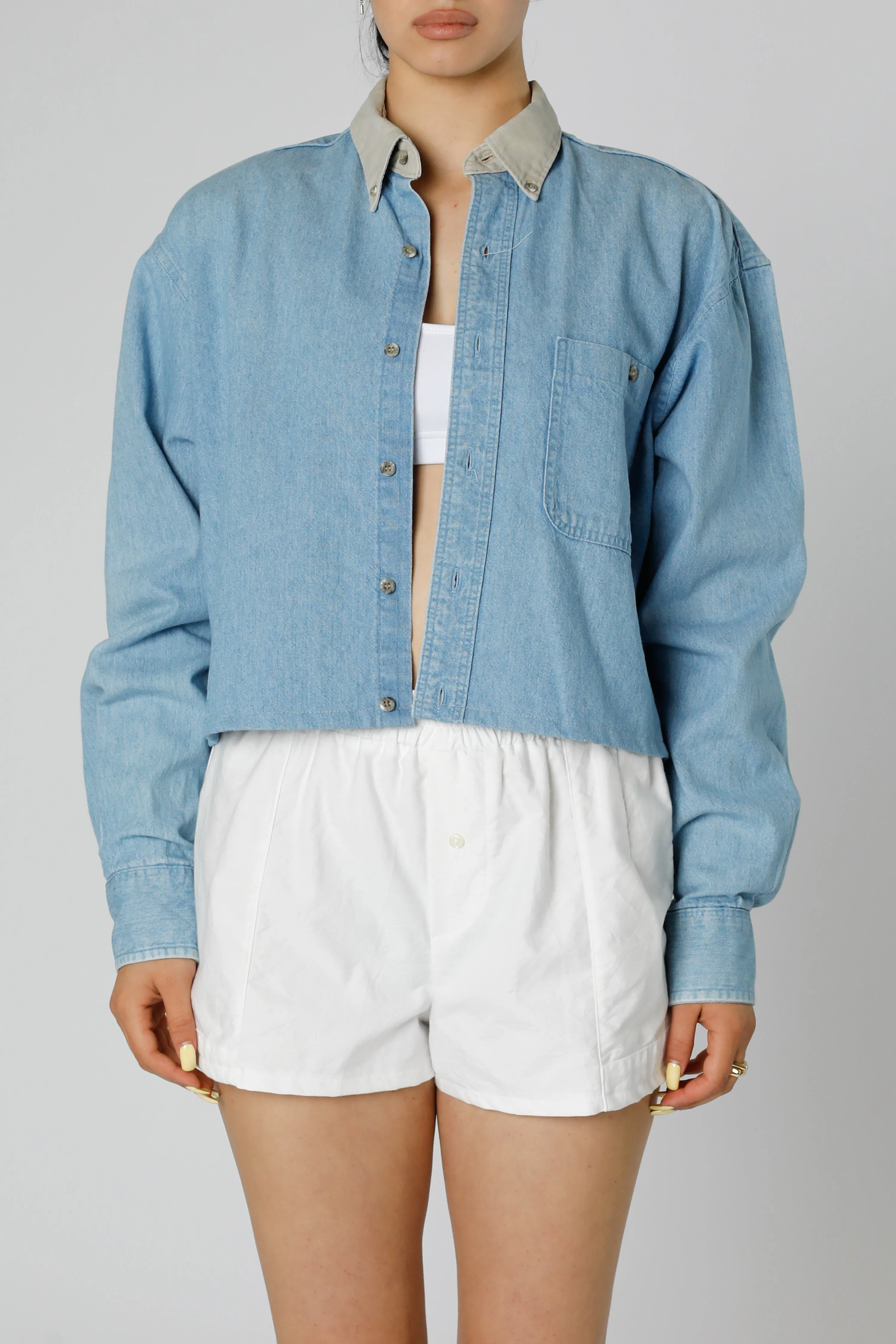 Rework Chambray Waist Crop - M