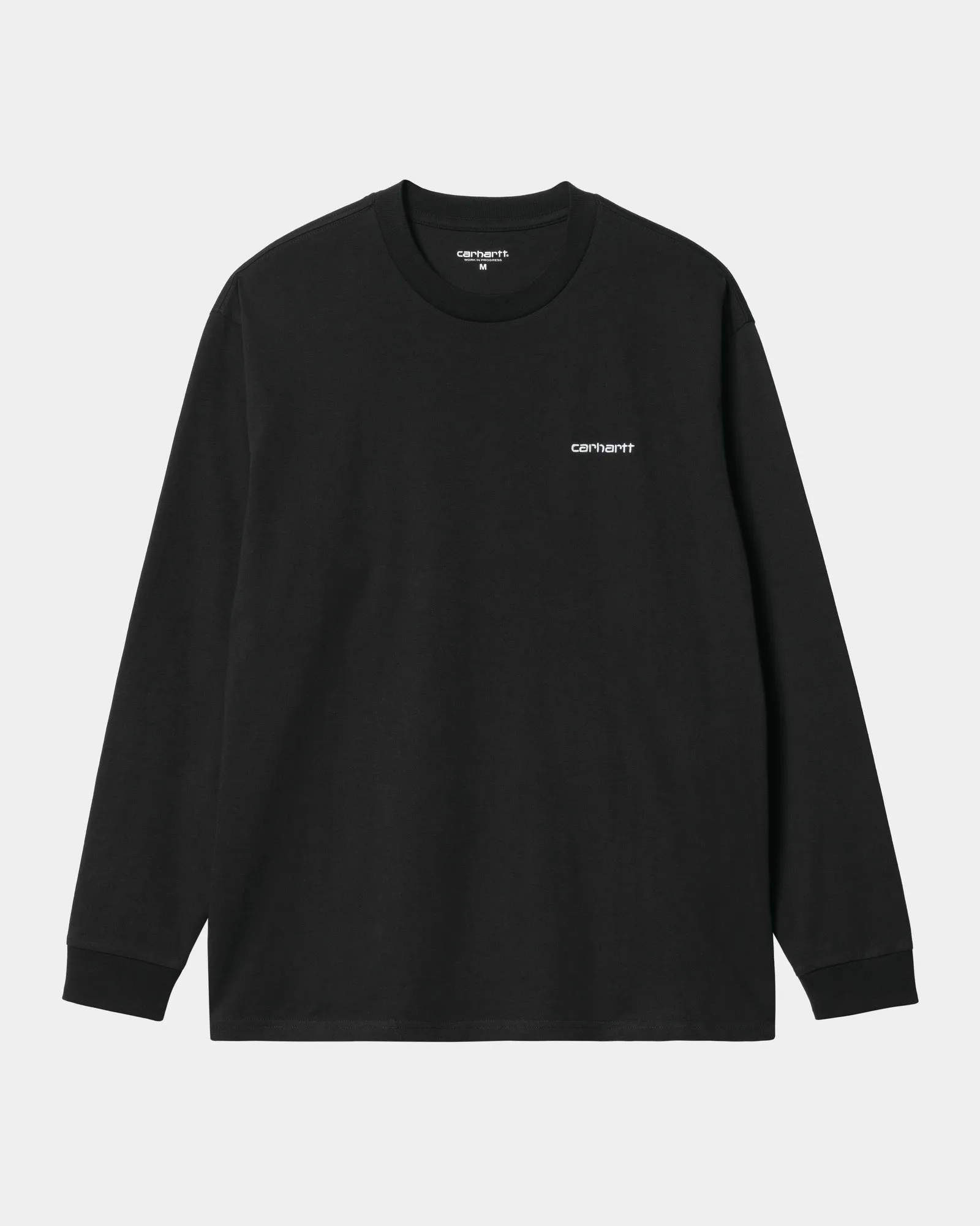 Script Embroidery Long Sleeve T-Shirt | Black