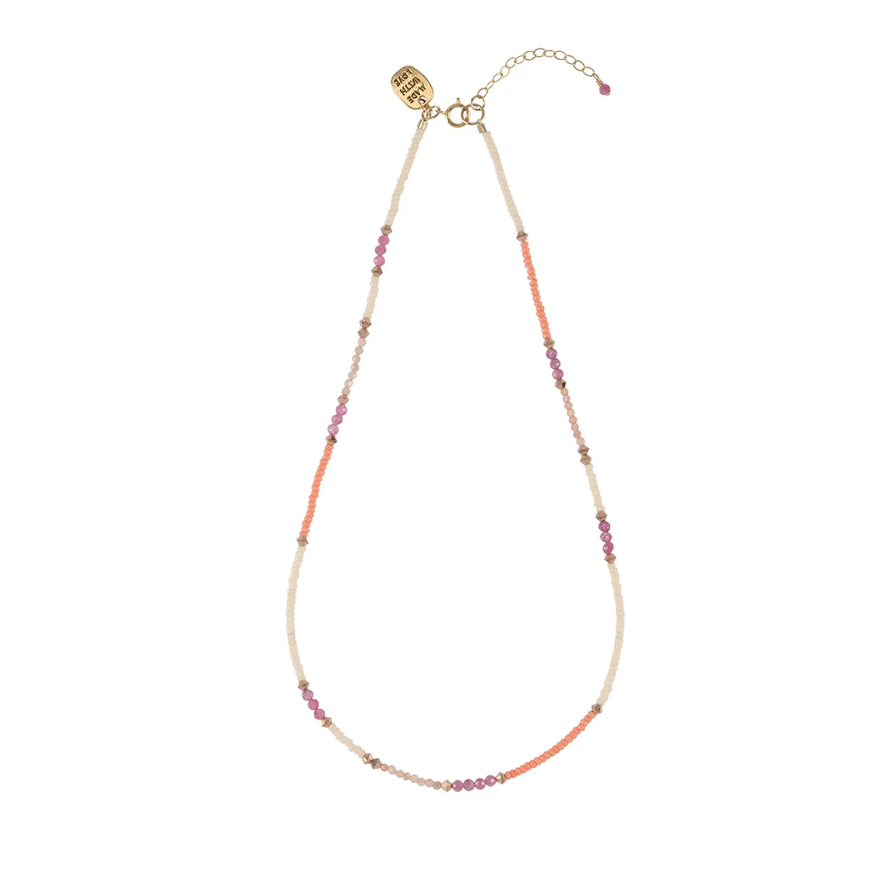 Semi Precious Utulivu Assorted Beaded Necklace - MIXED PINKS