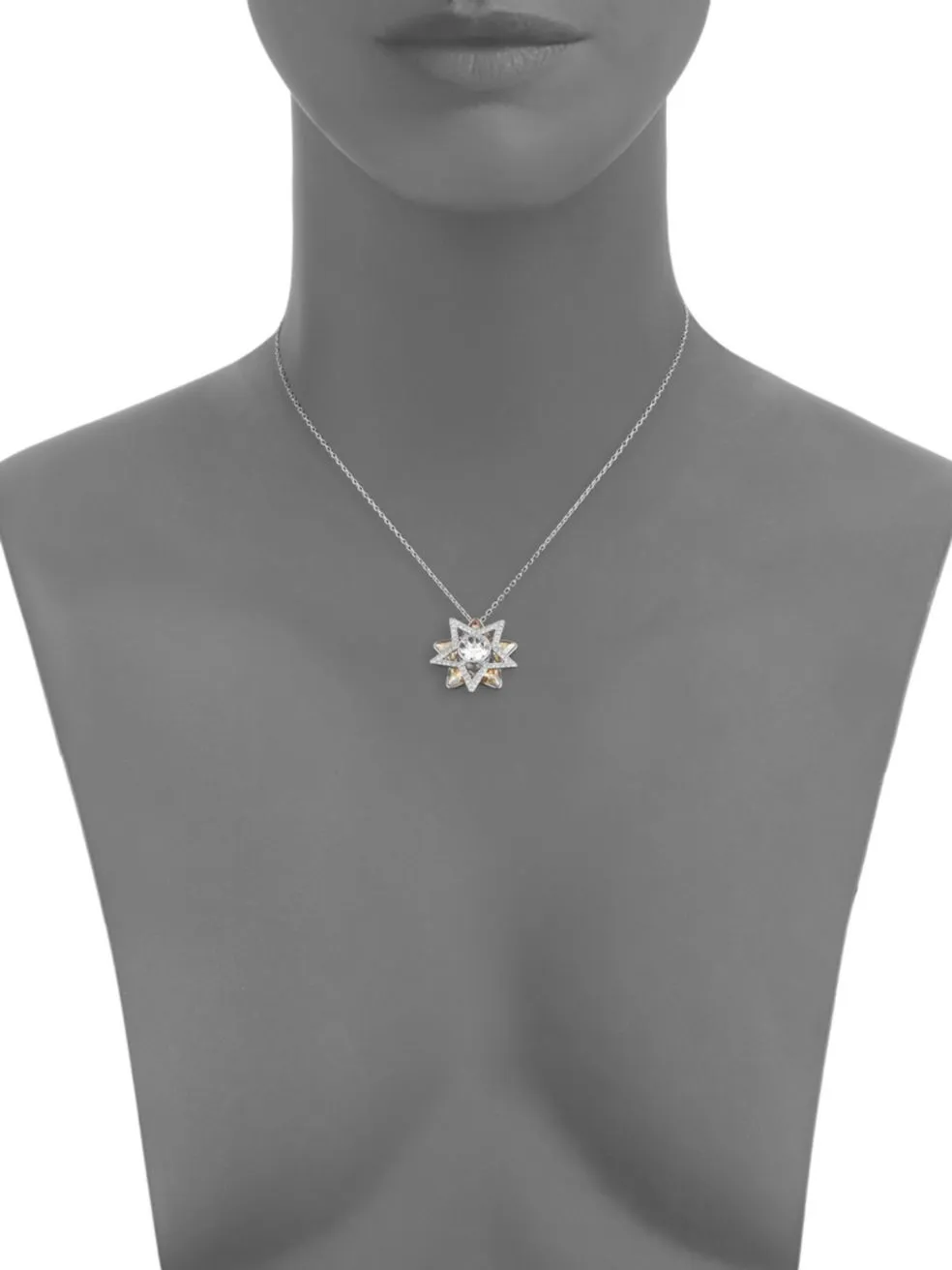 Swarovski Cry GSHA/RHS Double Star Pendant Necklace