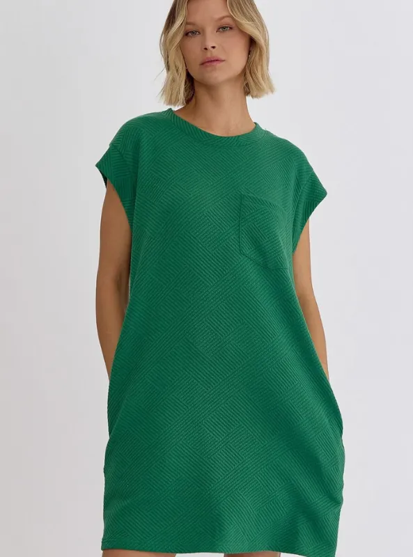 Textured Green Mini Dress