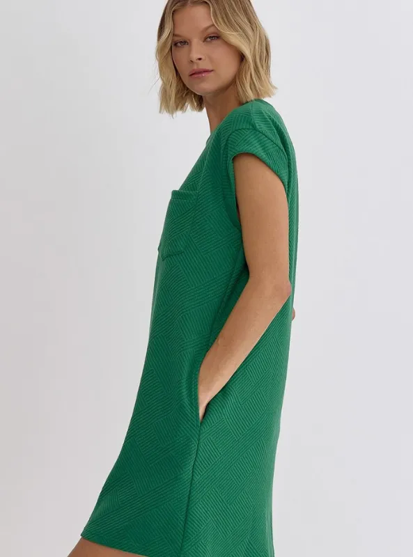 Textured Green Mini Dress