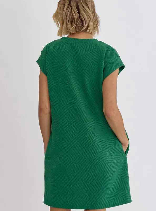 Textured Green Mini Dress