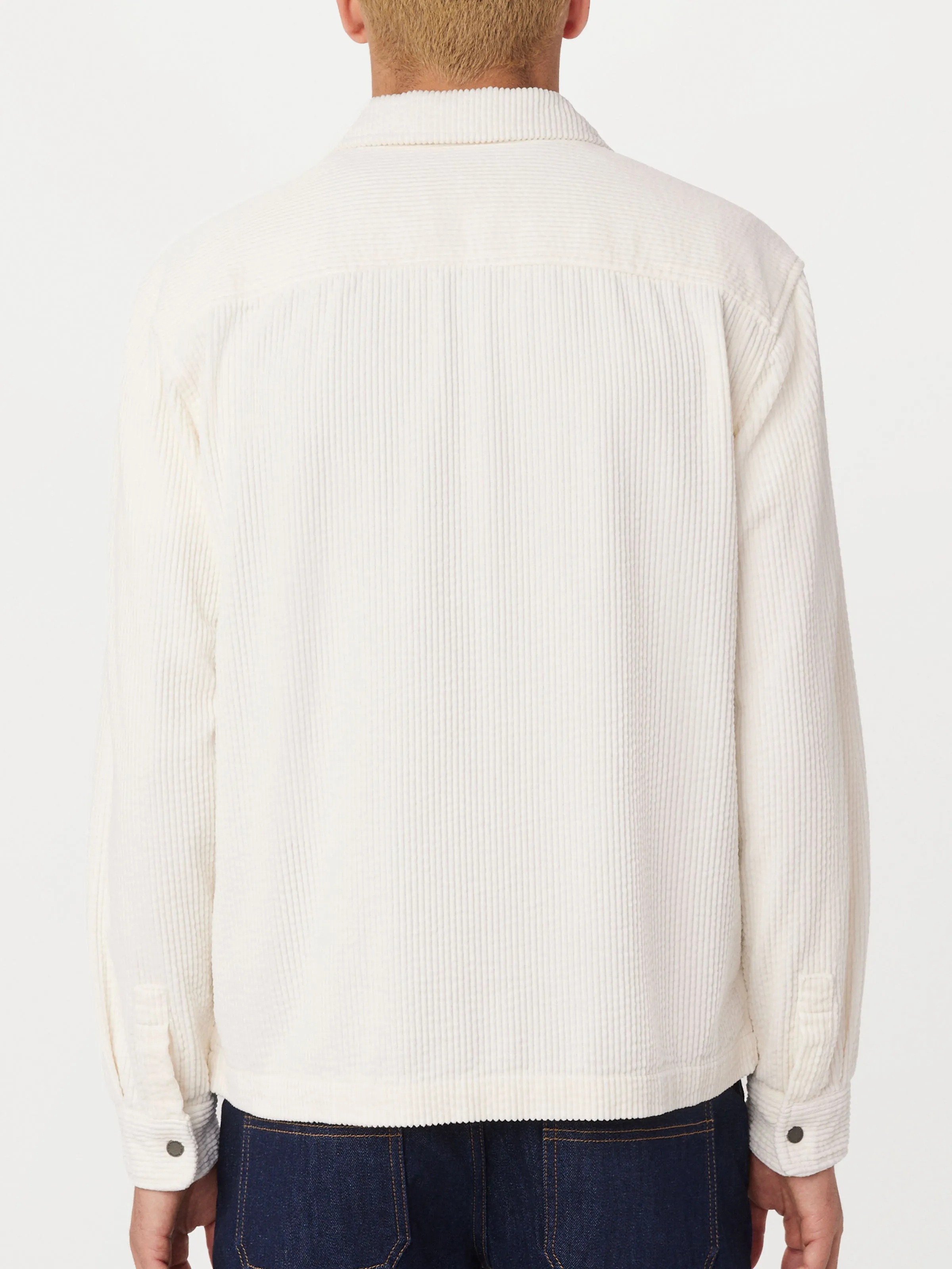 The Corduroy Zip Up Shirt in Off White