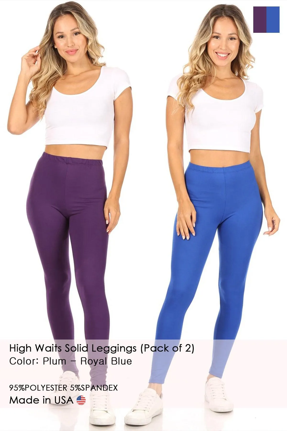 Women's Casual Solid Full Length Leggings (Pack of 2)